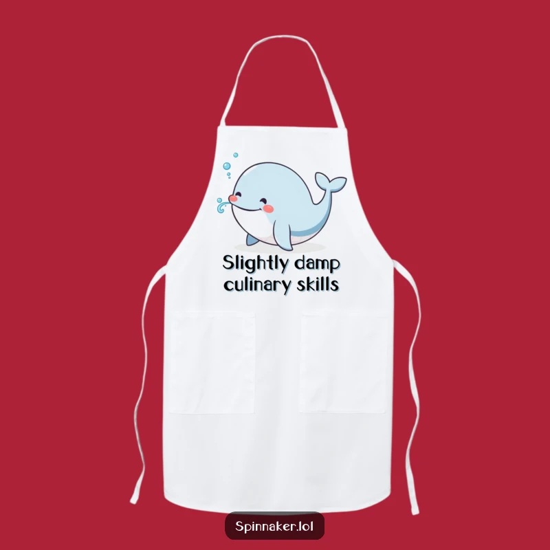 Funny Whale Apron: Smiling Cetacean Blows Water, Hilarious Kitchen Gift for Cooks