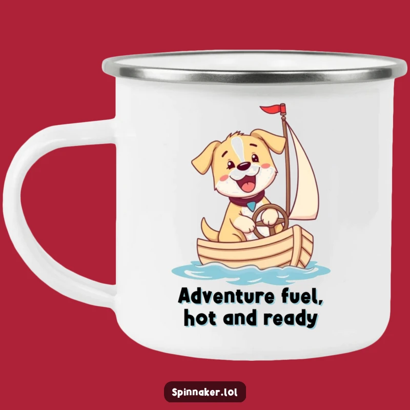 Funny Puppy Sailboat Camping Mug: Adventure-Ready and Hilarious Funny Gift