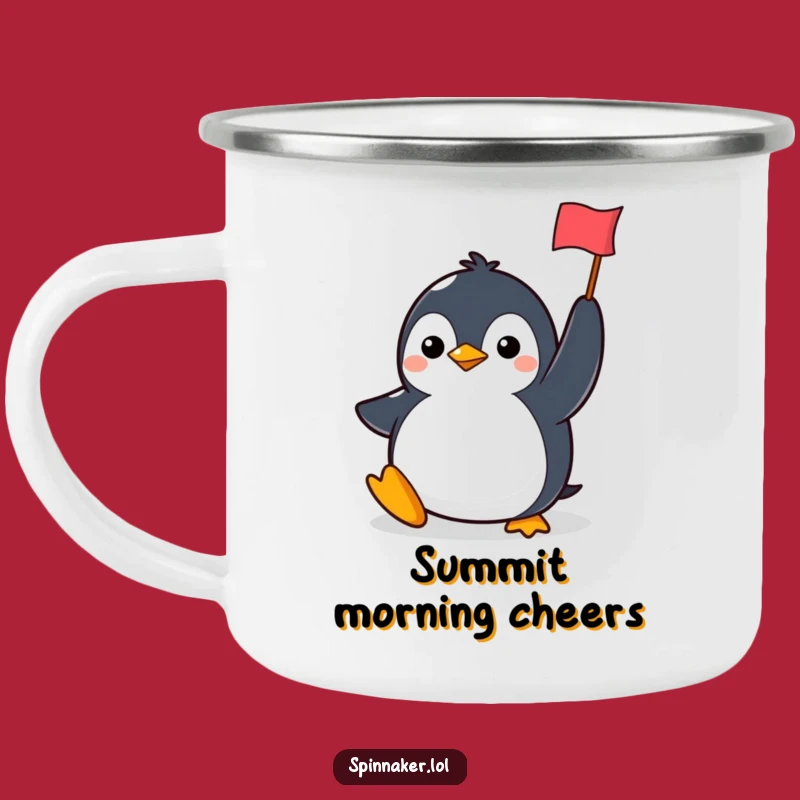 Funny Penguin Camping Mug: Durable Drinkware with Determined Victor, Gift