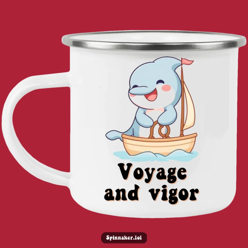 Funny Dolphin Sailor Camping Mug: Durable Grinning Captain Enamel Cup