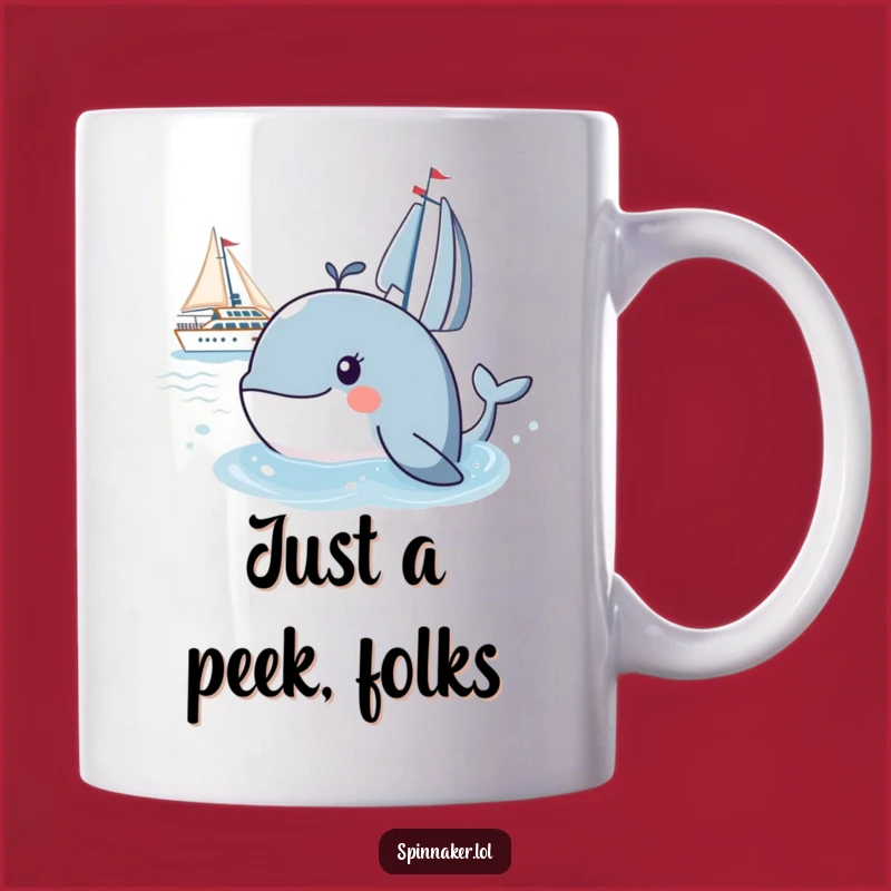 Funny Whale Yacht Watching Mug: A Curious Sea Giant's Hilarious Observation Gift