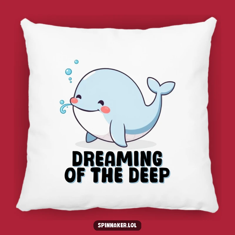 Funny Whale Pillow: Soft Smiling Cetacean Blows Water, Cozy Hilarious Home Decor Gift
