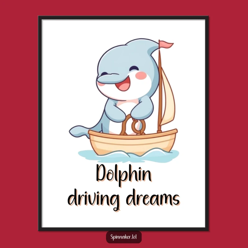 Funny Dolphin Sailor Digital Art: Grinning Captain Print for Instant Charm
