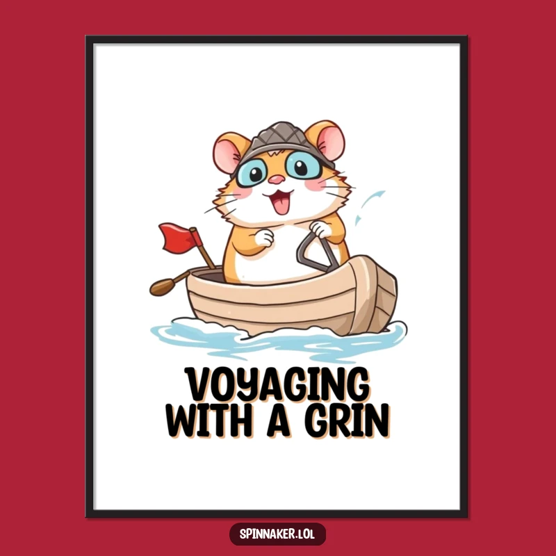 Funny Hamster Captain Digital Art: Instant Download, Brave Funny Gift Decor