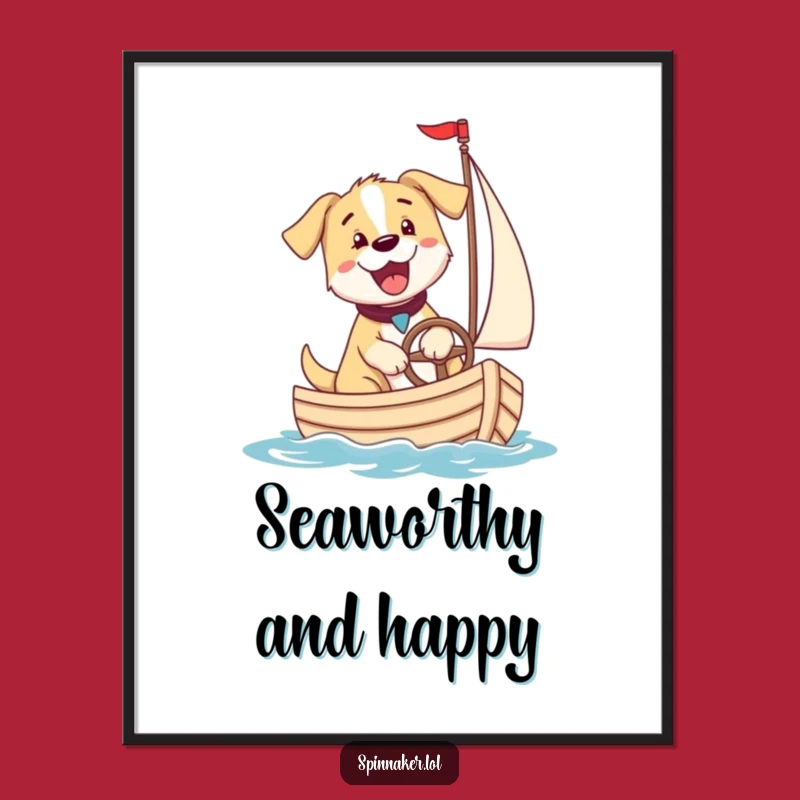 Funny Puppy Sailboat Digital Art: Instant Download, Hilarious Funny Gift Decor