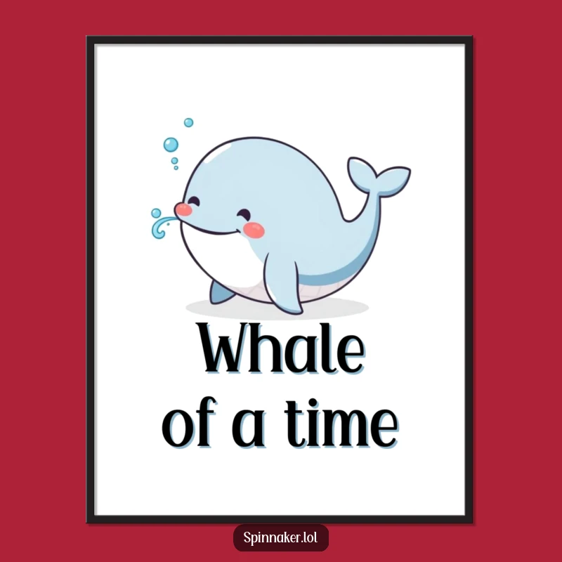 Funny Whale Digital Art: Smiling Cetacean Blows Water, Hilarious Printable Wall Art Gift