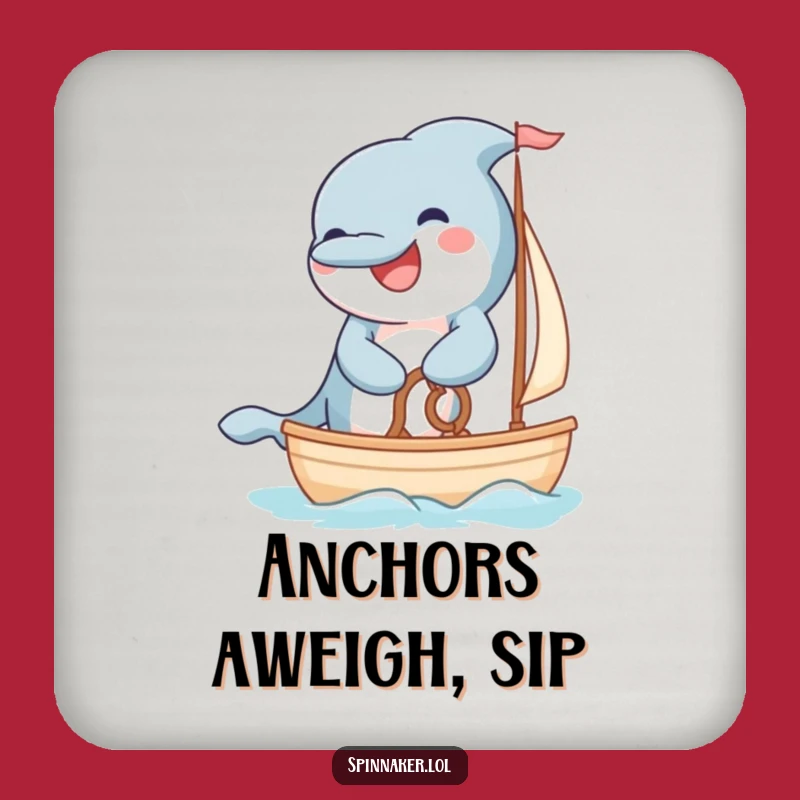 Funny Dolphin Sailor Coaster Set: Grinning Captain Protects Surfaces