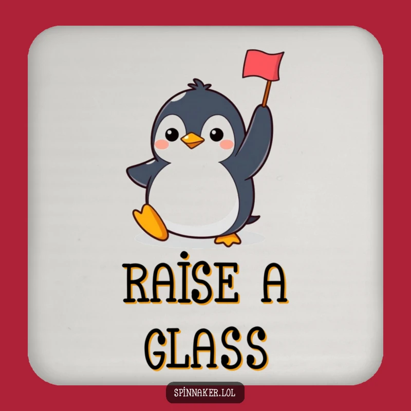 Funny Penguin Coaster Set: Protect Tables with Determined Victor Art