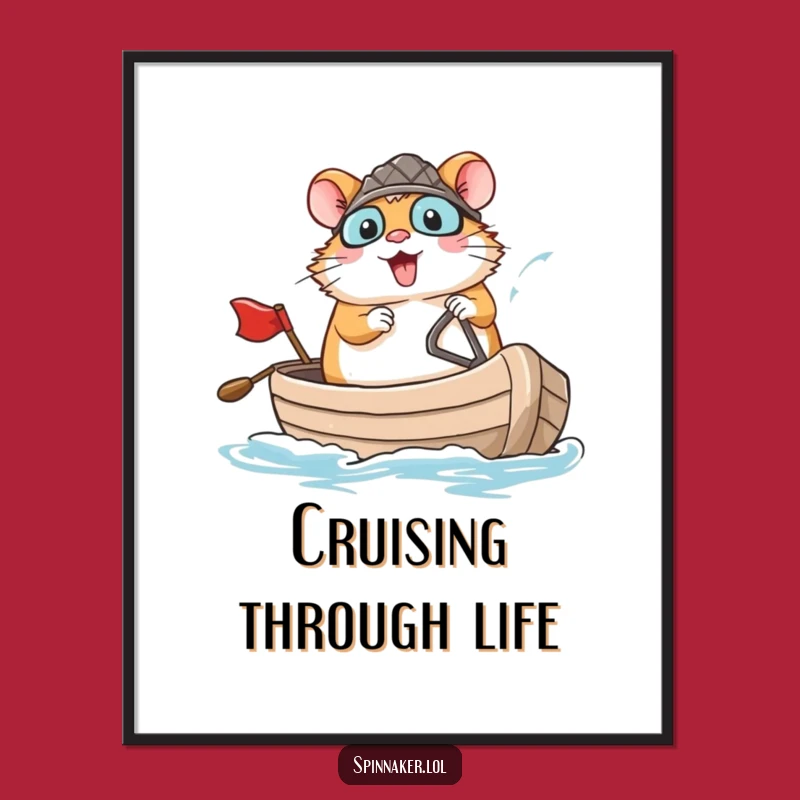 Funny Hamster Captain Poster: Brave Navigator Art, Ideal Funny Gift for Decor