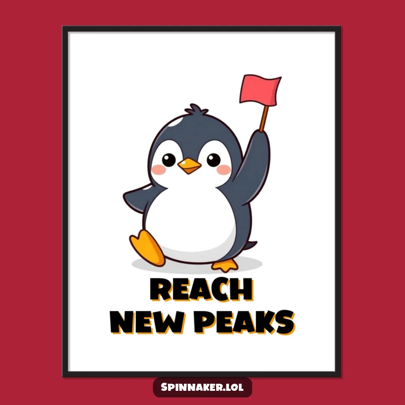 Funny Penguin Flag Poster: Determined Character's Victory Art, Gift Idea