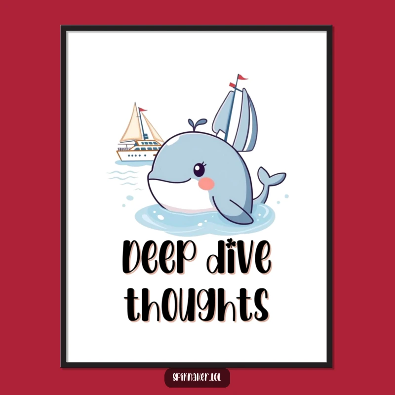 Funny Whale Yacht Scene Poster: Hilarious Marine Art for Wall Decor