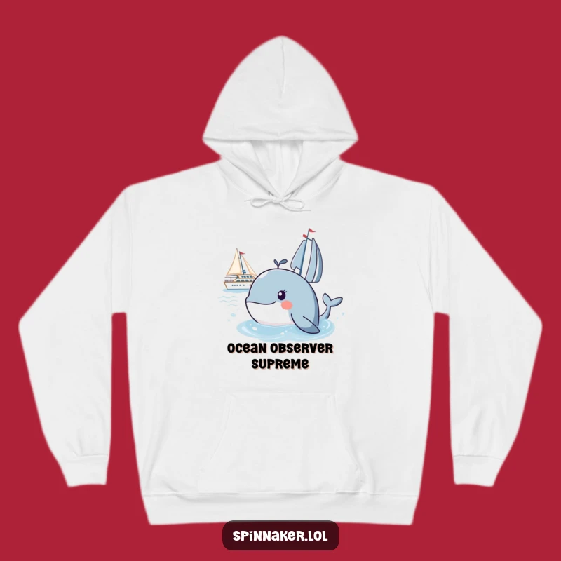 Funny Whale Yacht Watcher Hoodie: Cozy, Humorous Marine Gift for Cold Days