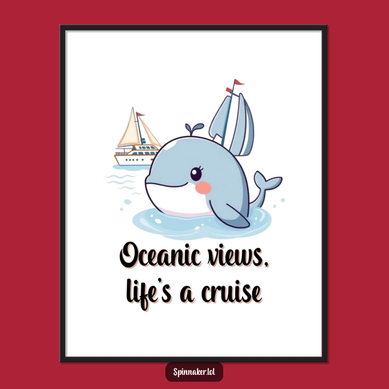 Funny Free Printable Wall Art: Curious Whale Yacht Watcher - Downloadable & Print at Home Decor