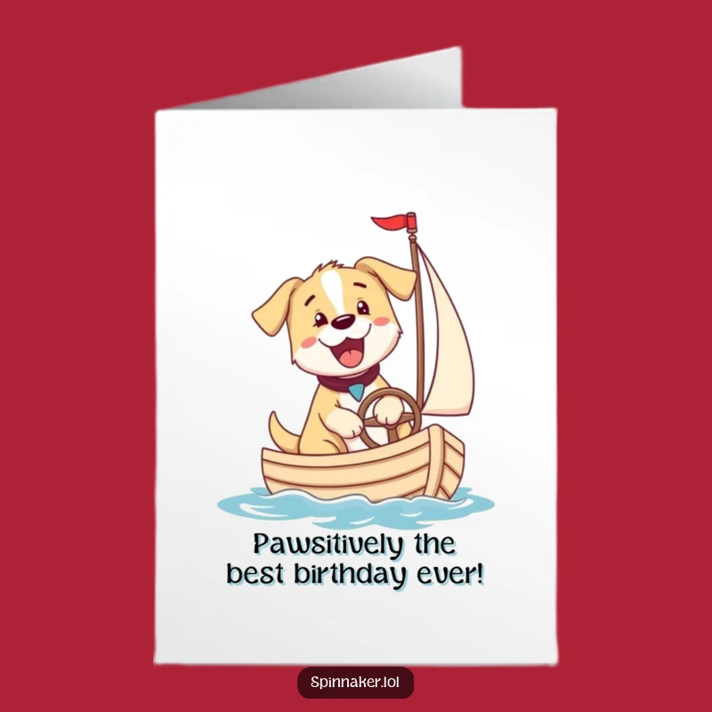 Free Printable Puppy Birthday Card: Funny Dog Sailboat Design, Downloadable Gift