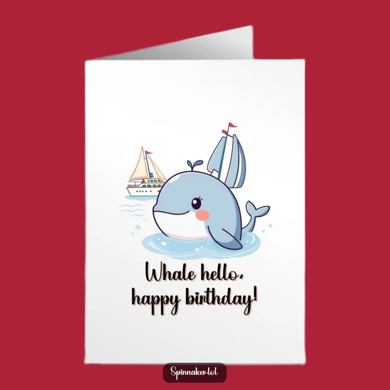 Funny Free Printable Birthday Card: Curious Whale Yacht Watching - Downloadable & Print at Home