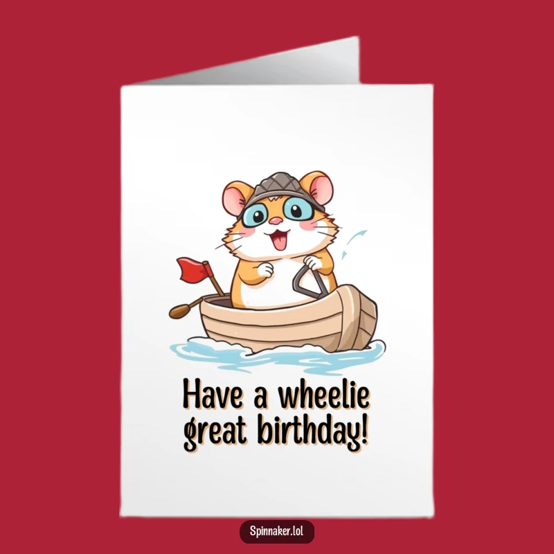 Free Printable Hamster Birthday Card: Funny Boat Navigator, Downloadable Gift