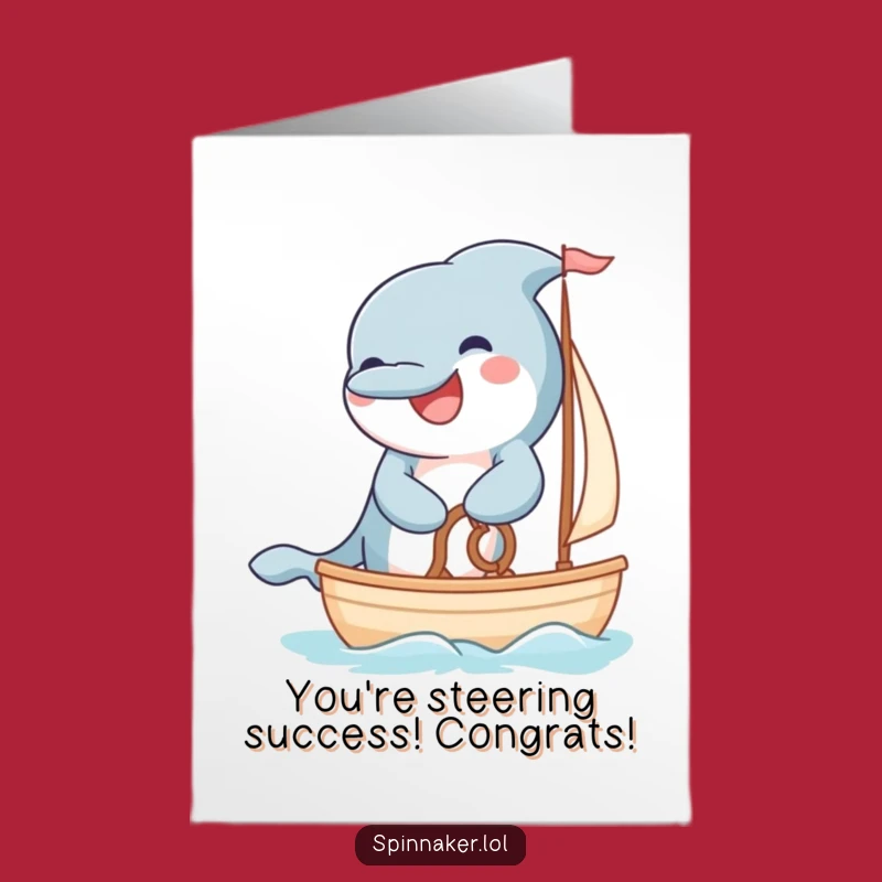Free Printable Dolphin Congrats Card: Grinning Sailor Dolphin Gift