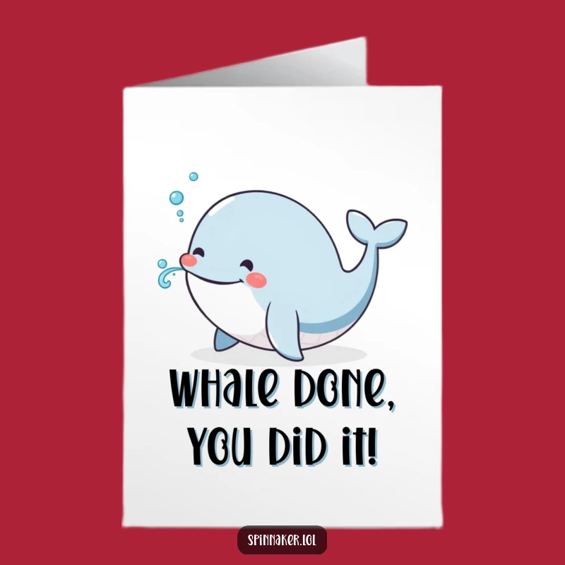 Free Printable Whale Congratulations Card: Splashy Funny Downloadable Success Gift