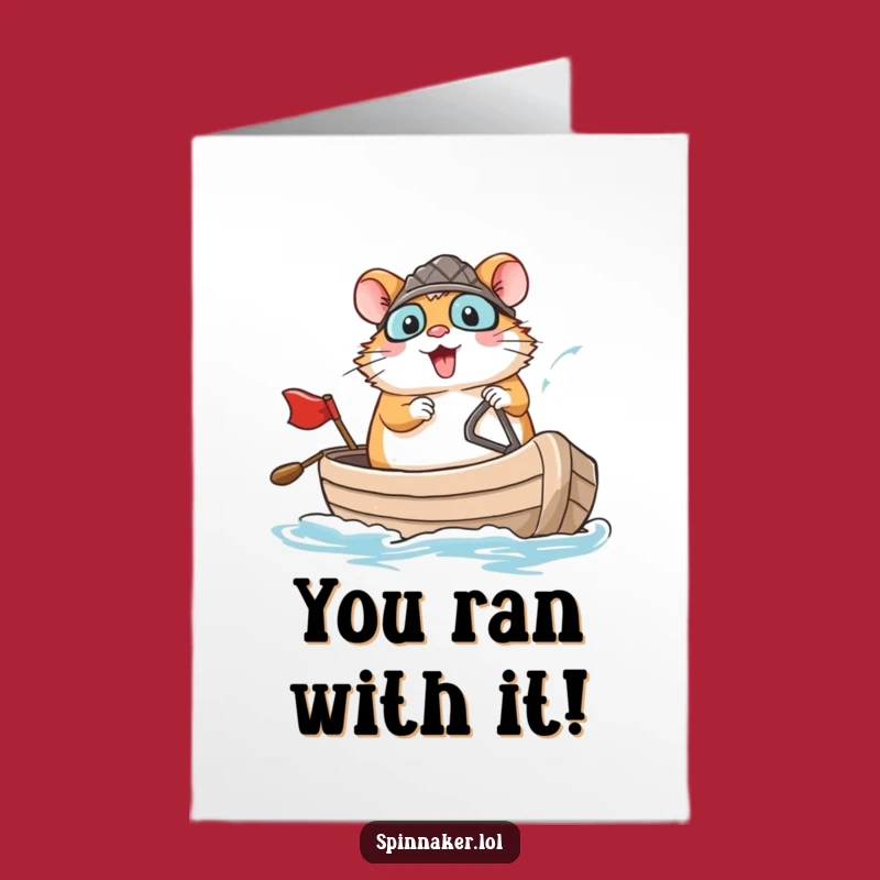 Free Printable Hamster Congratulations Card: Funny Boat Navigator, Downloadable Success