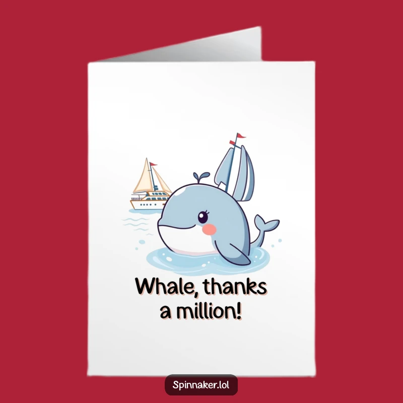 Funny Free Printable Thank You Card: Yacht Watching Whale - Print at Home Downloadable