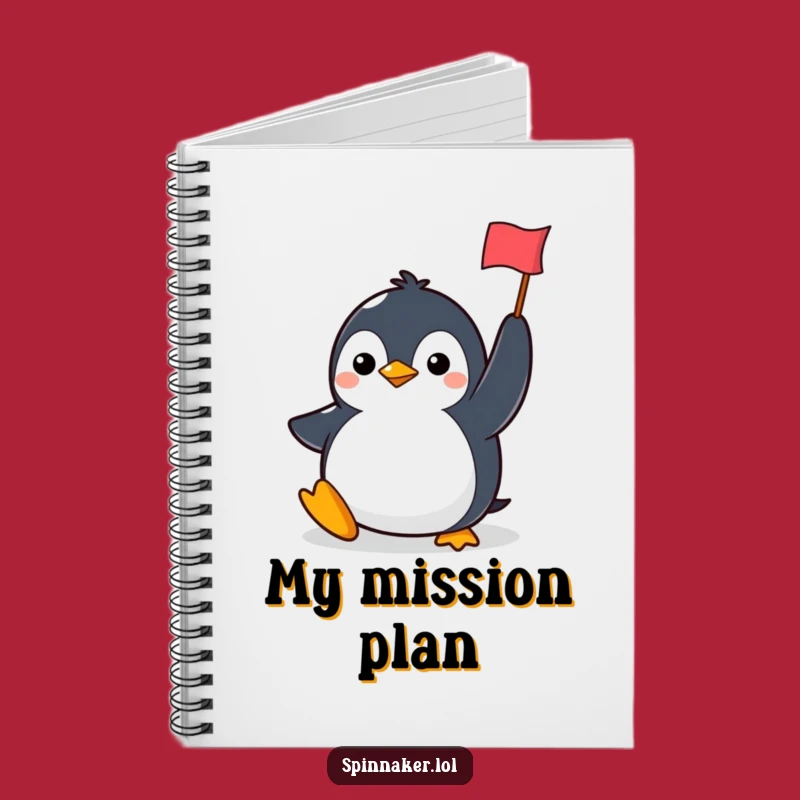 Funny Penguin Notebook: Jot Down Goals with Determined Victor's Style