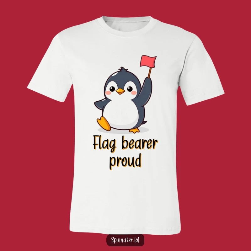 Funny Penguin Flag T-Shirt: Determined Character's Smiling Victory Tee, Gift