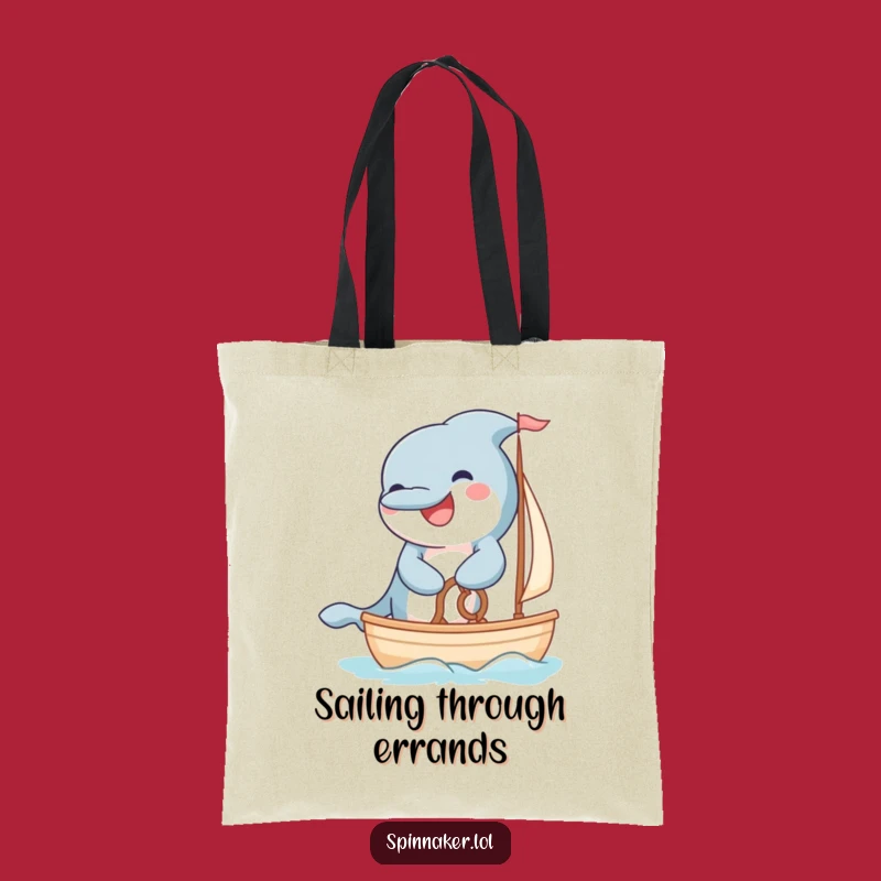 Funny Dolphin Sailor Tote Bag: Durable Grinning Captain Carry-All